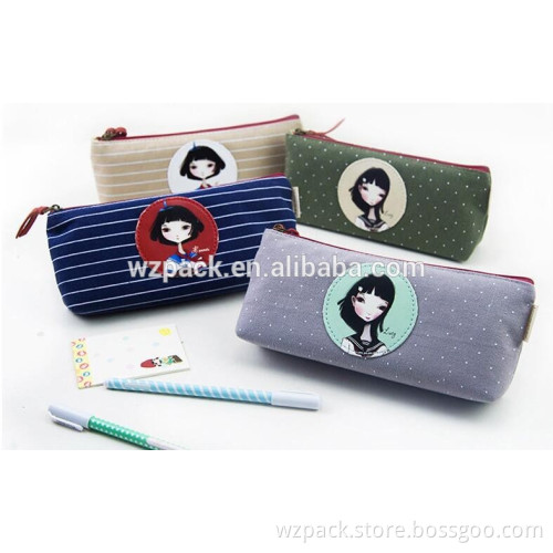 2016 OEM Canvas Pen Pencil Bag Zipper Coin Case Pouch Mini Cosmetic Makeup Bag Zipper Pouch Purse
